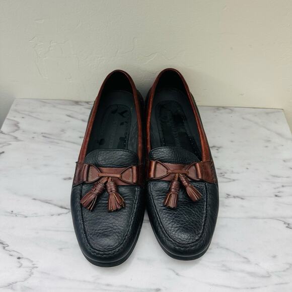 Bert Pulitzer Leather Navy Oxblood Tassel Loafer Men’s Size 8 - Picture 3 of 10